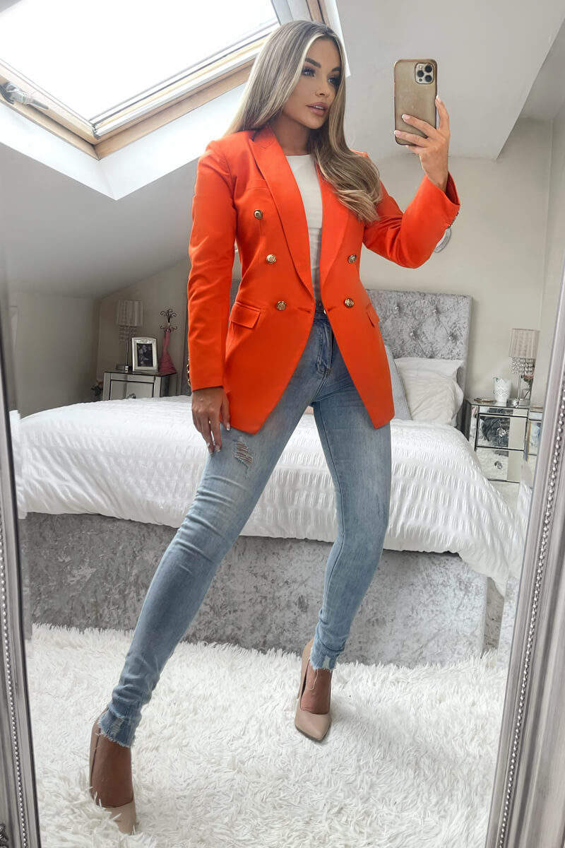 Orange blazer  Blazer outfits for women, Orange blazer outfits