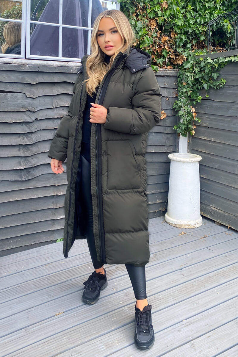 Black Hooded Long Puffer Coat – AX Paris