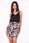 Animal Print 2 in 1 V Neck Dress