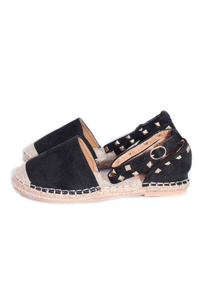 Black Faux Suede Studded Espadrille – AX Paris