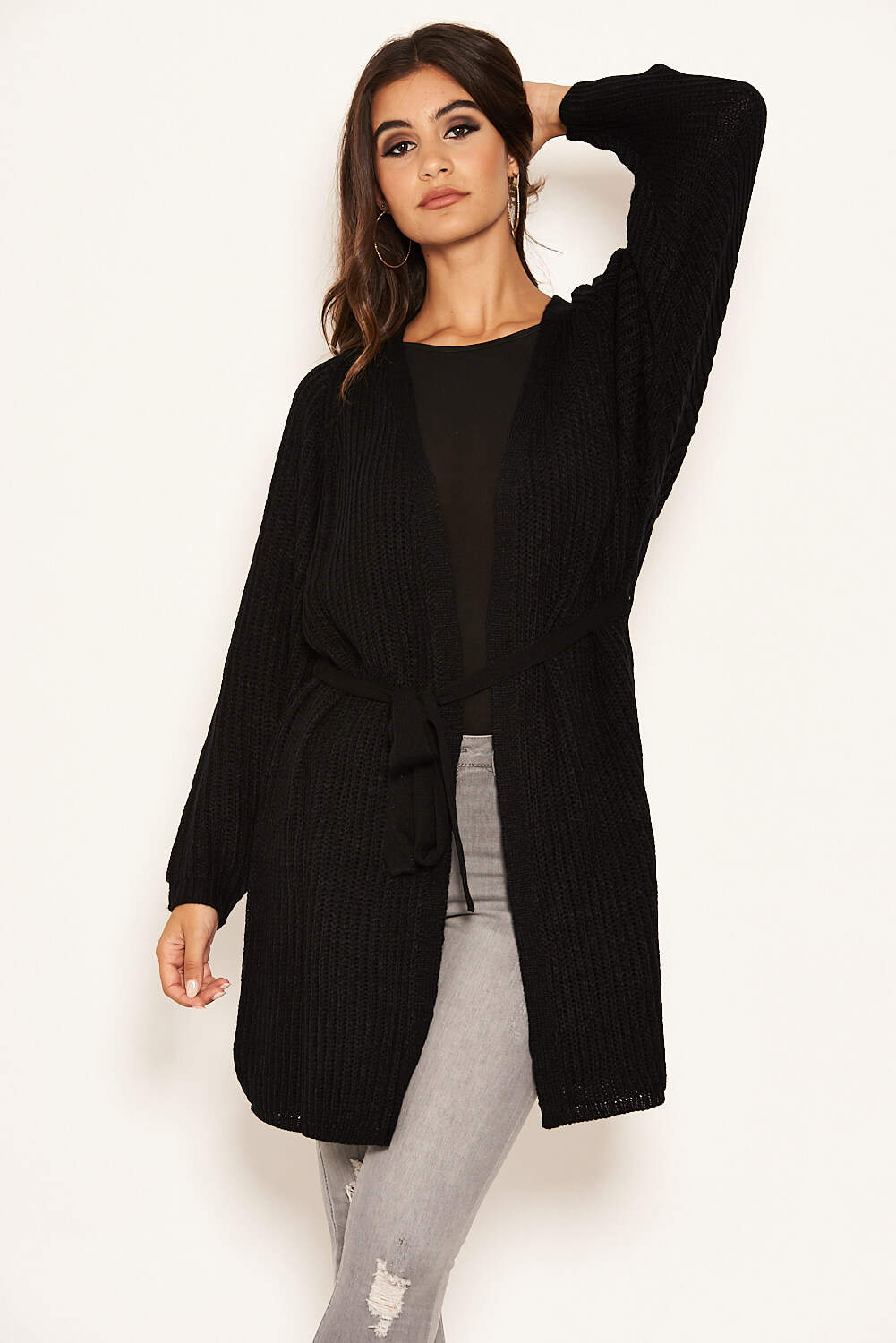 Belted hot sale cardigan black