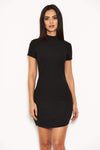 Black High Neck Bodycon Mini Dress