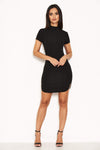 Black High Neck Bodycon Mini Dress