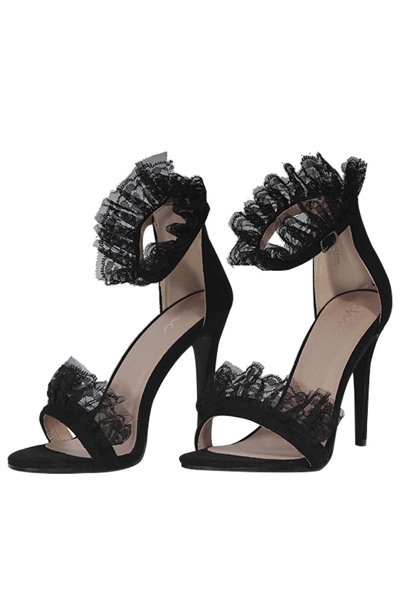 Black lace stiletto heels best sale