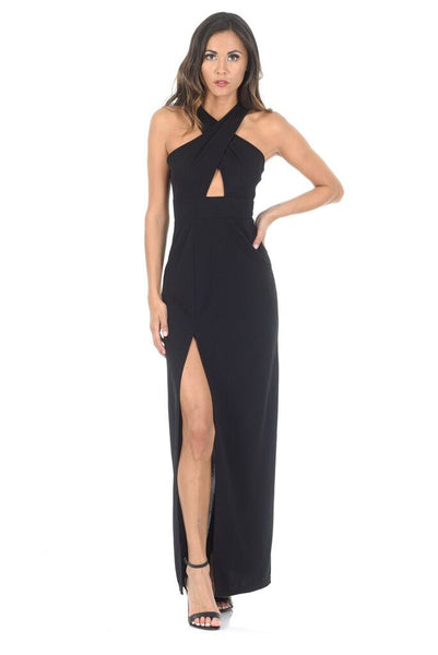 Black Maxi Dress With A Thigh High Split – AX Paris