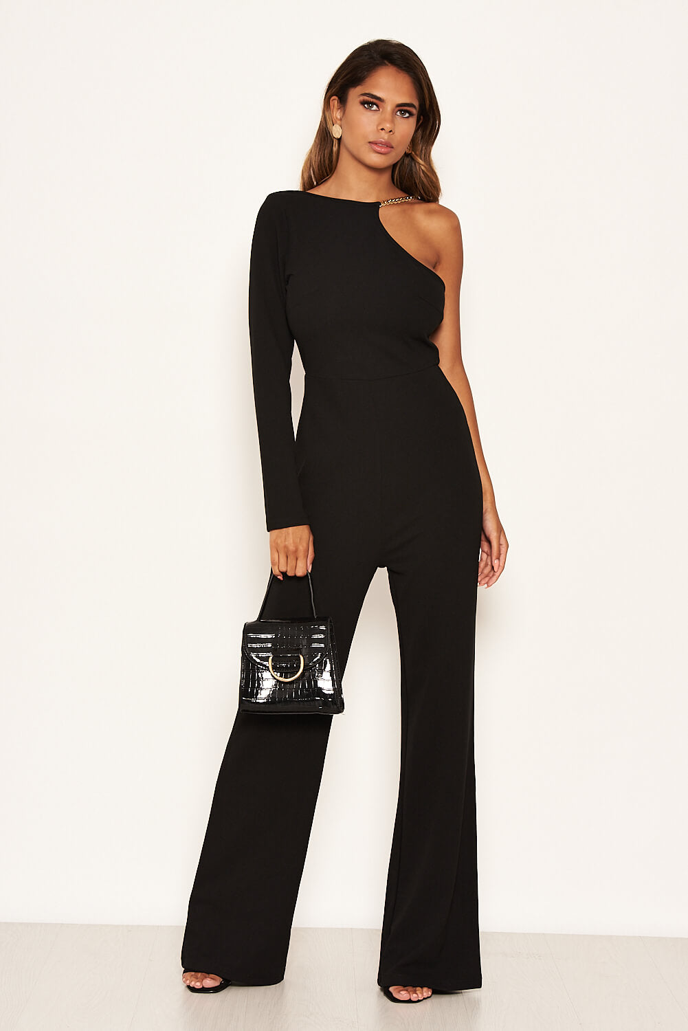 Black one cheap arm jumpsuit