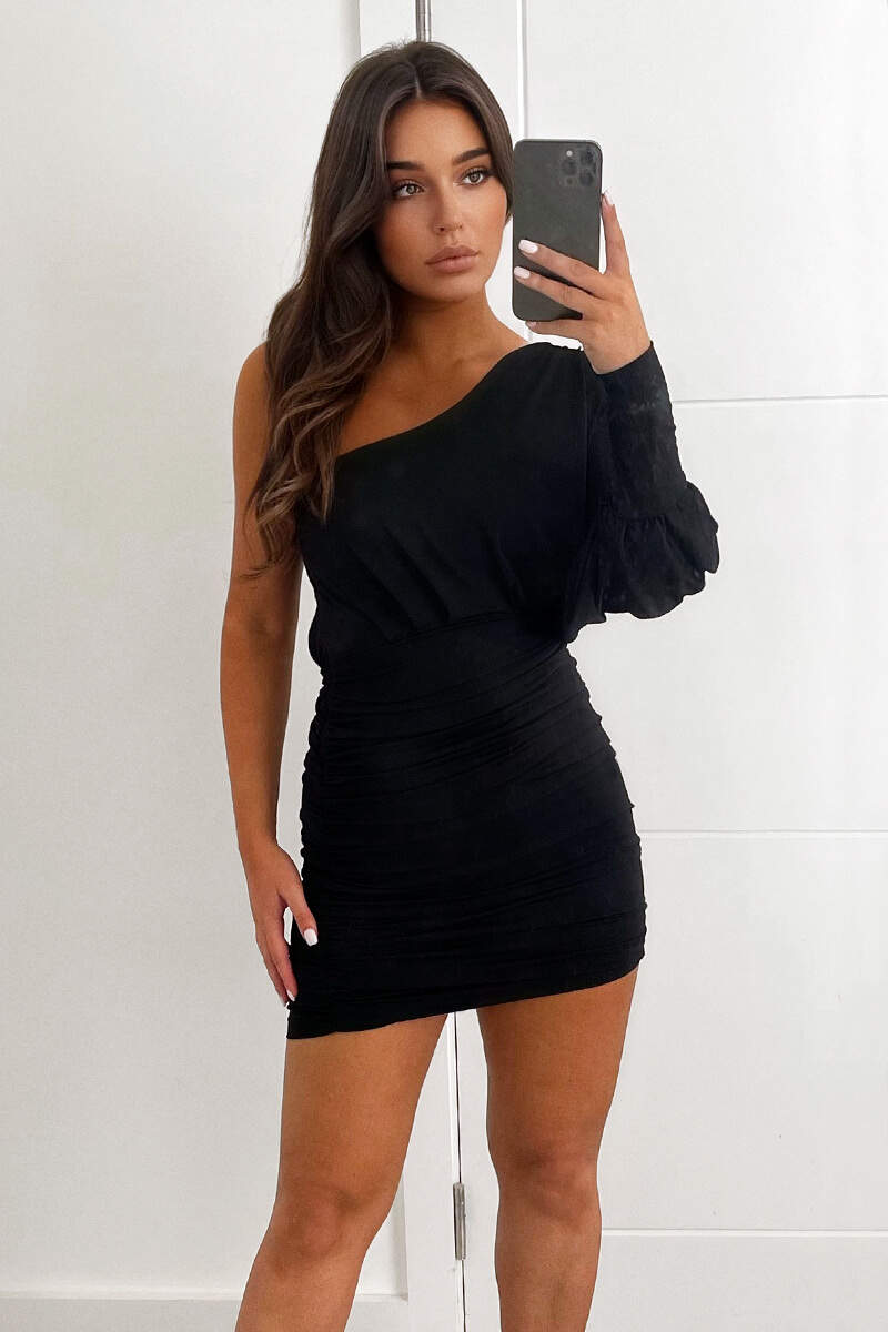 Black one 2025 sleeve mini dress