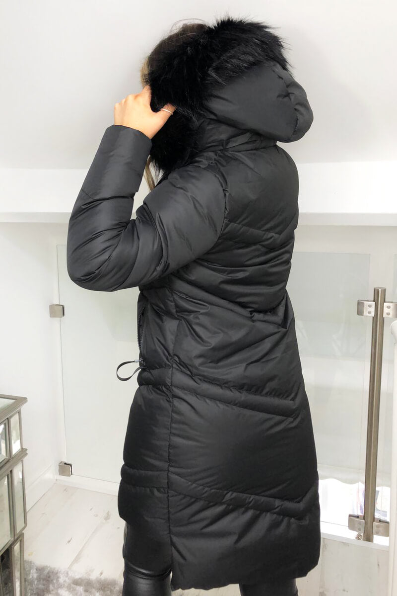 Black Wrap Puffer Coat – AX Paris