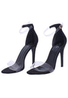 Black Perspex Strap Stilletto Heels