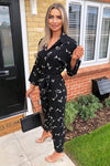 Black Printed Button Up Jumpsuit