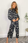 Black Printed Long Sleeve Elasticated Neck Jumpsuit