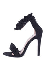 Black Ruffle Detail Stilletto Heels