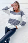 Black Twist Colour Block Striped Knitted Jumper