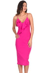 Cerise Frill Front Bodycon Dress