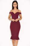 Plum Off The Shoulder Strappy Fishtail Dress