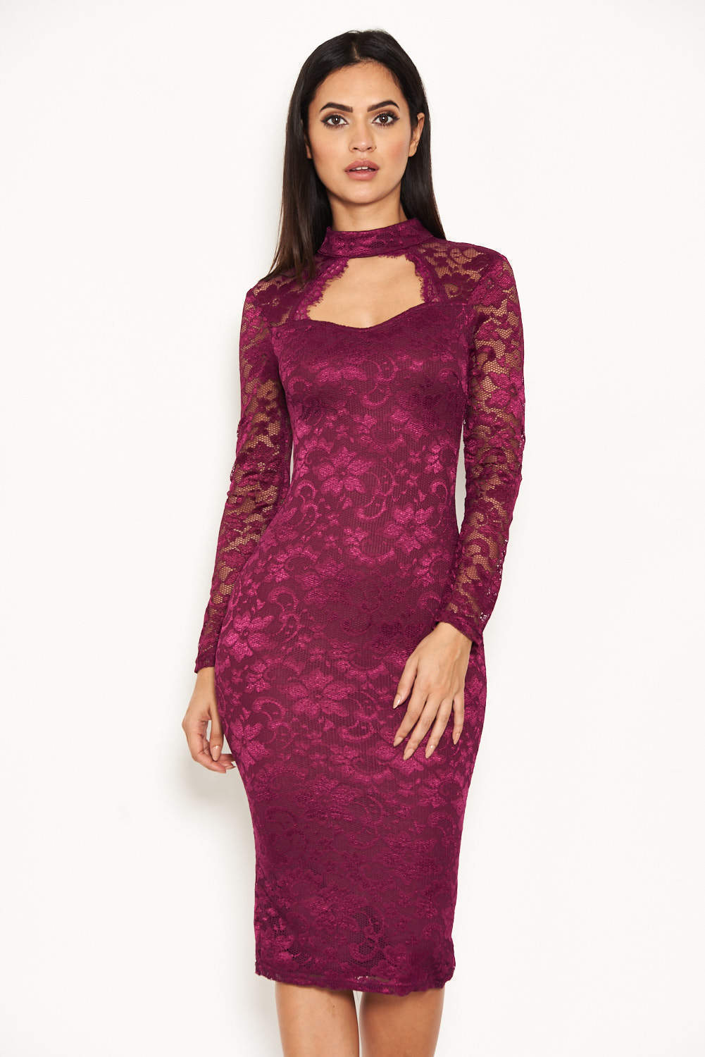 Eyelash Lace Long Sleeve Overlay dress – AX Paris