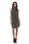 Pinstriped Sleeveless Shirt Dress