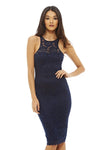 Cut In Neck Lace Bodycon Dress