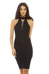 Ribbed Lace Up Bodycon Dress