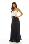 Contrast Lace Bodice Maxi Dress