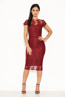 Plum Floral Lace Midi Dress