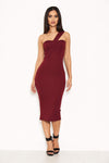 Plum One Shoulder Strap Midi Dress