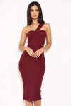 Plum One Shoulder Strap Midi Dress