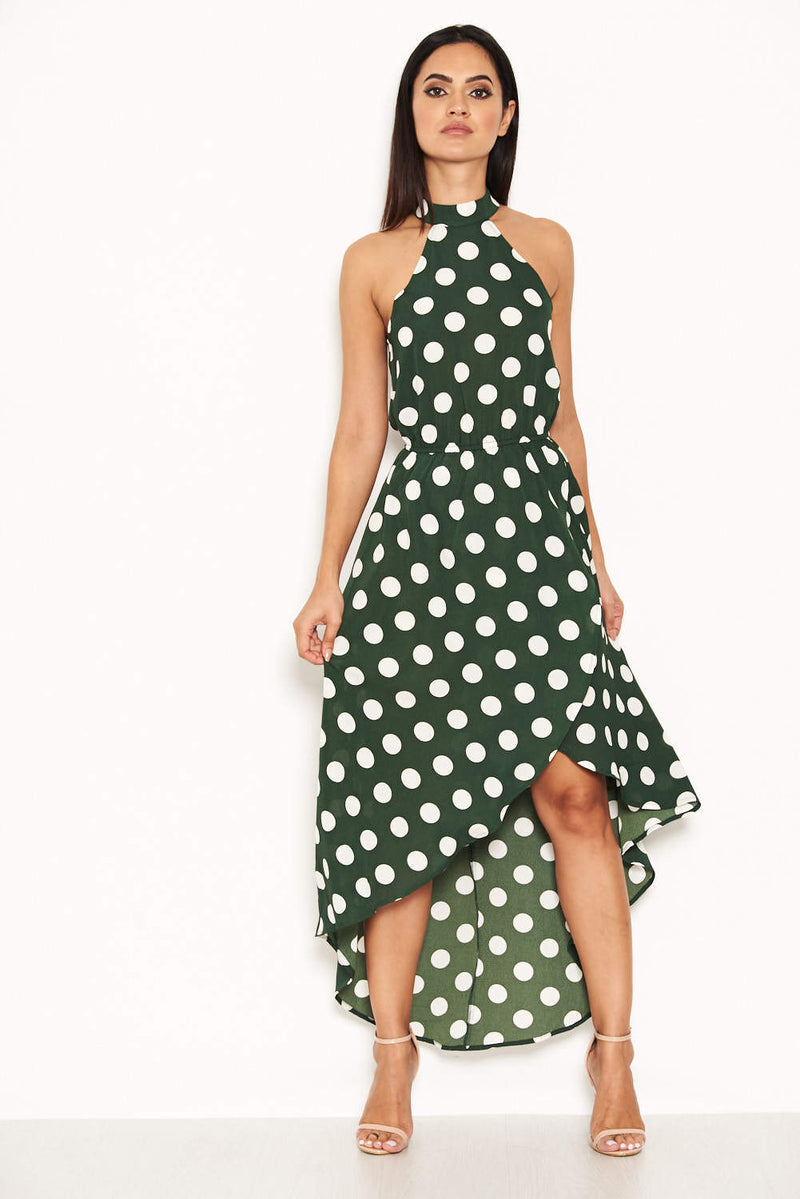 Tasteful Treat Green Polka Dot Short Sleeve Midi Dress