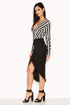 Striped Wrap Front Bodycon Dress