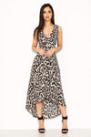 Leopard Print Frill Maxi Dress