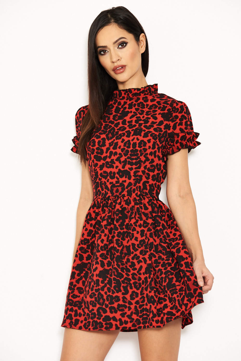 Missguided red 2024 leopard dress