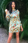 Duck Egg Chain Print Dress