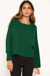 Forest Green Wide Sleeve Cropped Knit Jumper