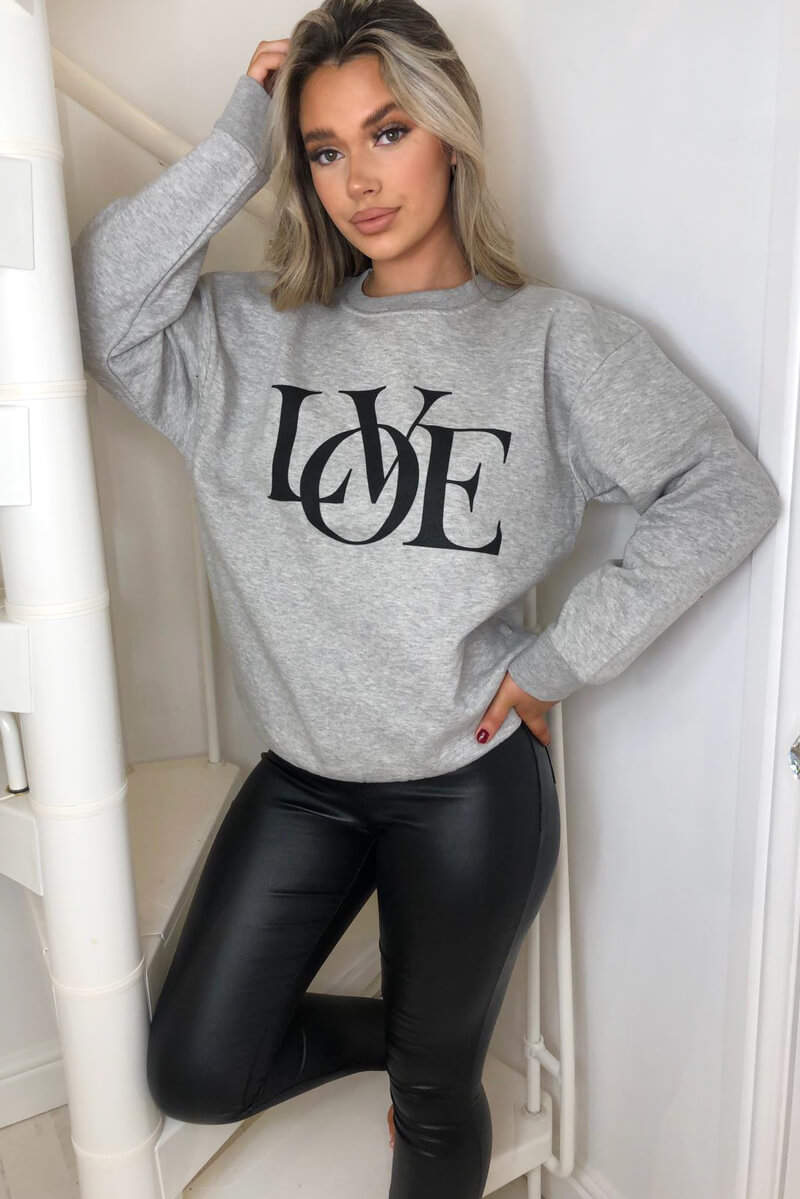 Grey love sweatshirt new arrivals