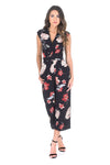 Black Floral Wrap Front Culotte Jumpsuit