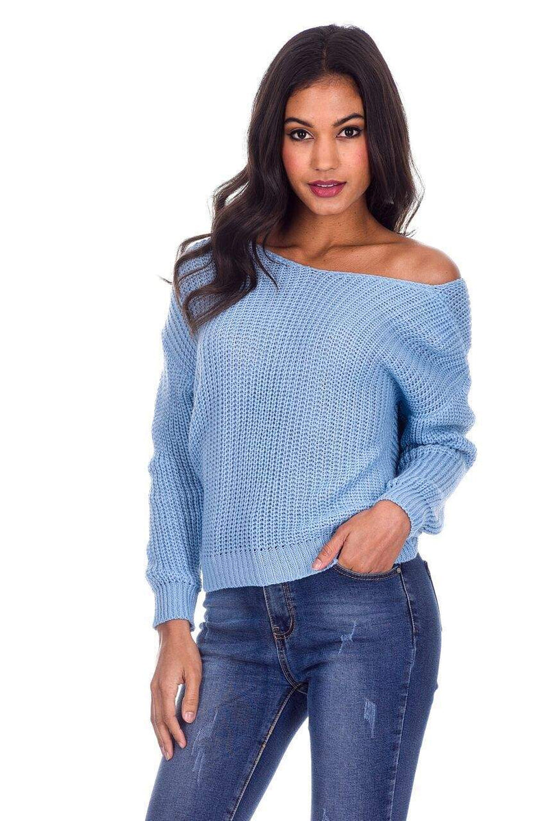 Ice Blue Reversible Twist Knot Jumper