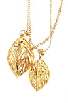 Double Chain Leaf Detail Necklace