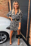 Grey Leopard Print Shirt Dress