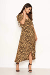 Leopard Print Tie Waist Wrap Midi Dress