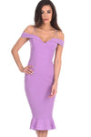 Lilac Off The Shoulder Fishtail Dress