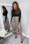 Multi Animal Print 2 in 1 Long Sleeve Midi Dress