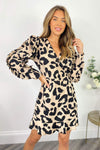 Multi Animal Print Long Frill Sleeve Dress