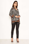 Multi Print Cowl Neck Top