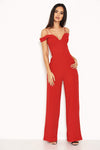 Red Strappy Off The Shoulder Jumpsuit