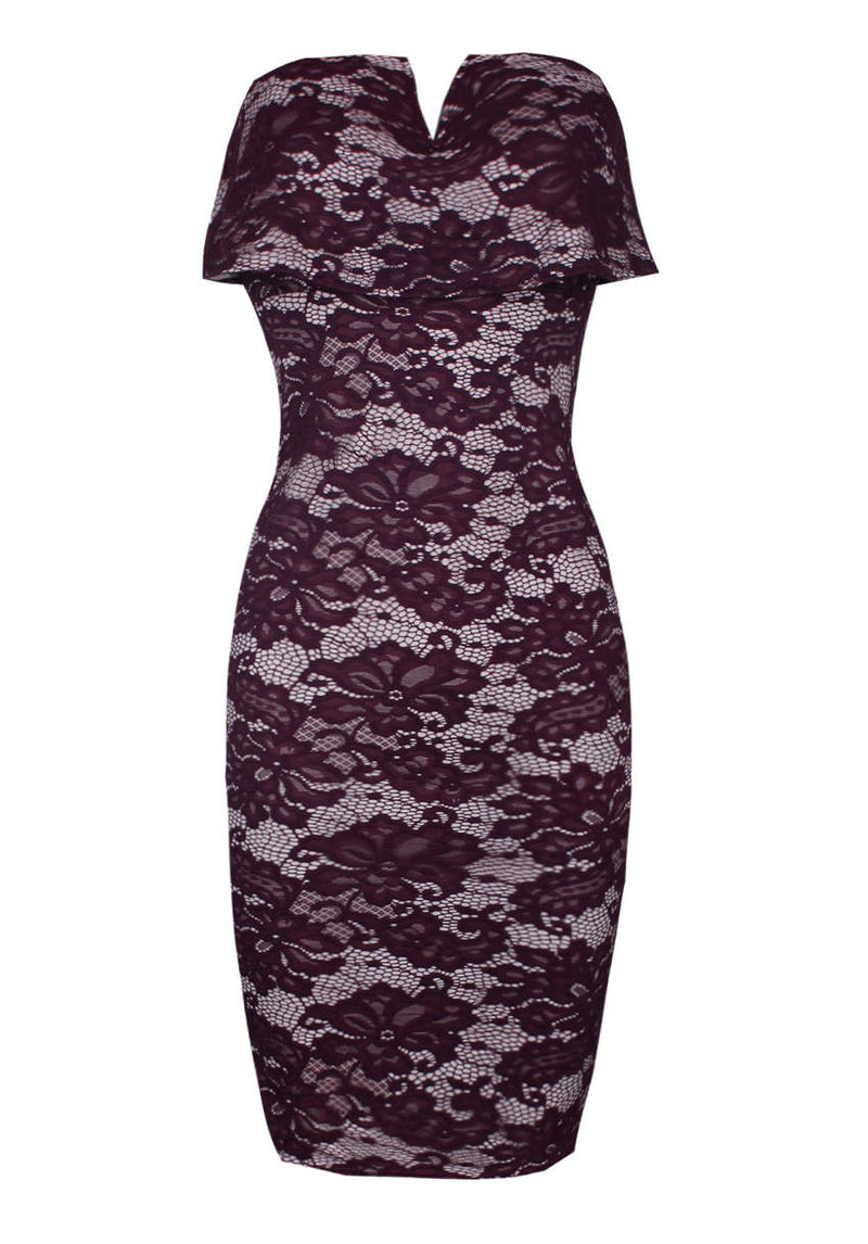 Plum Bandeau Lace Dress