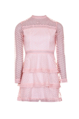 Pink Crochet Long Sleeved Dress – AX Paris