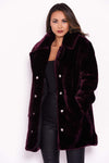 Plum Faux Fur Coat With Collar