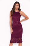 Plum Lace Fishtail Midi Dress