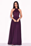 Plum Maxi Dress With Lace Detail