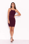 Plum Strappy Stud Front Bodycon Mini Dress